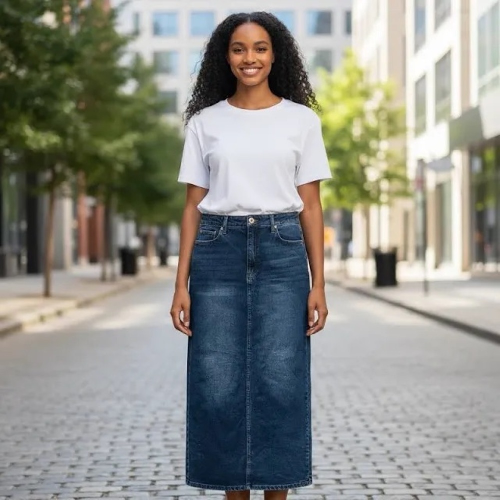 STS Blue Dark Wash Denim Maxi Skirt